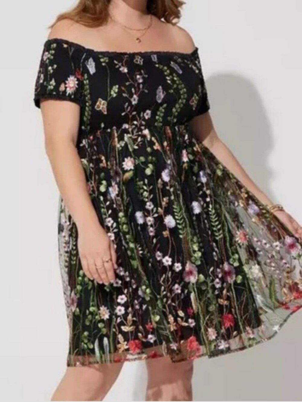 Torrid Smocked Bodice Floral Off The Shoulder Dress Size 3X